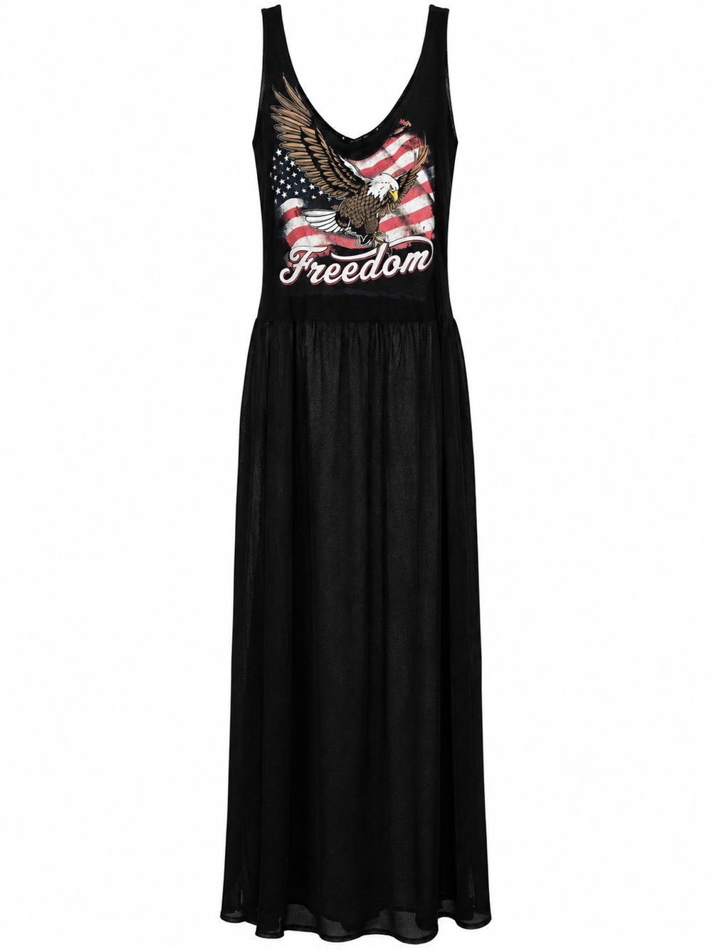 Forever 21 Black Eagle & Flag Graphic Maxi Dress